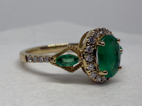 10KT YG Emerald Halo