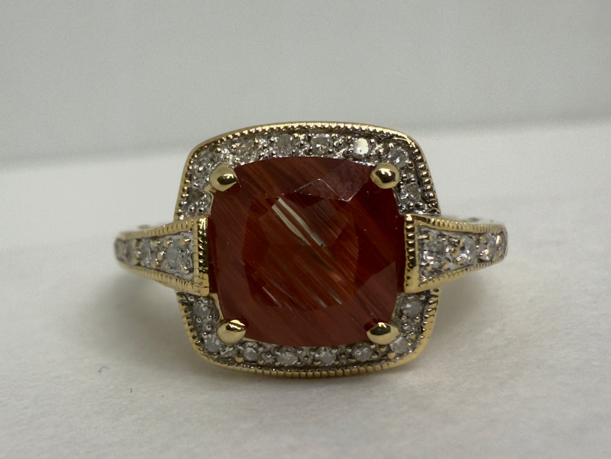 14KT Sunstone & Diamond